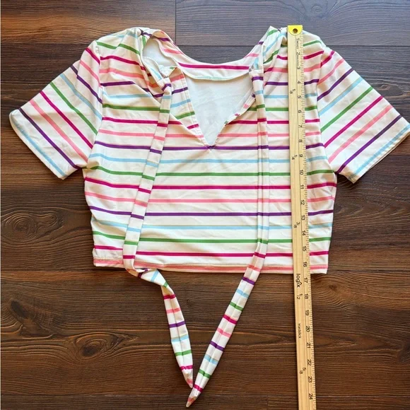Kate Spade Sport or Swim Striped Multicolor Crop Top Small - Picture 7 of 14